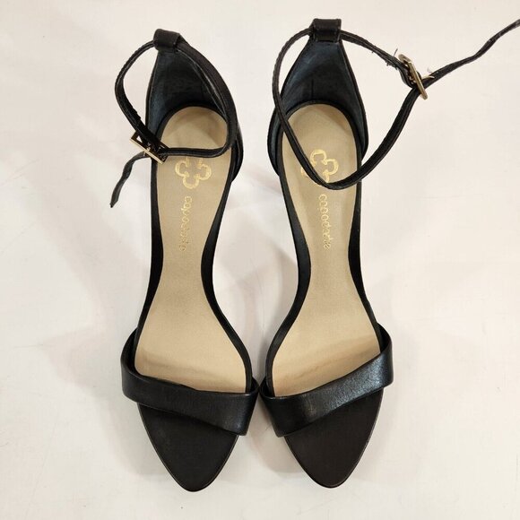 Capodarte Stiletto High Heel Strappy Sandal Womens 6 Black Open Toe Ankle Strap - Picture 3 of 6